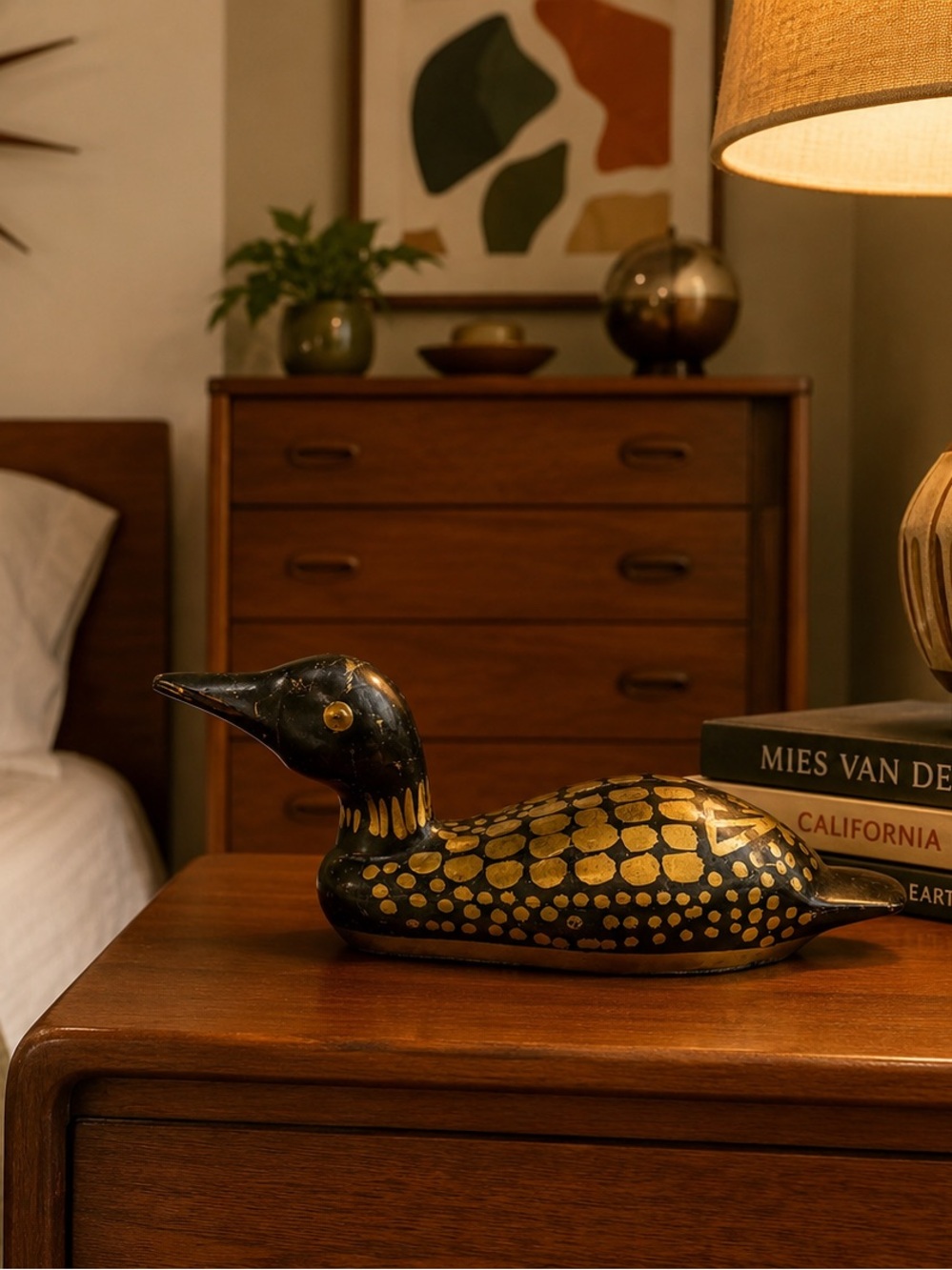 vintage brass loon piggy bank/trinket bank from India